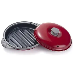 Non-stick Splash-proof lid Microwave Grill Pan