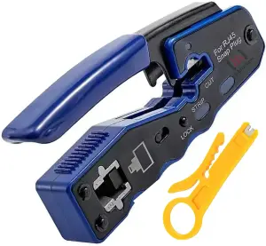 RJ45 Crimp Tool Crimper Pass Through Easy for Cat5e Cat6 Ethernet Connectors