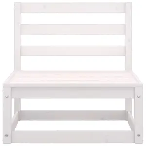 6 Piece Garden Lounge Set White Solid Wood Pine