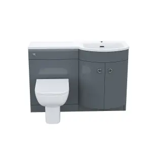 Nes Home Dene RH 1100mm Vanity Basin Unit & Debra Back To Wall Toilet Grey