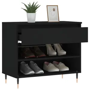 Berkfield Shoe Cabinet Black 70x36x60 cm Engineered Wood