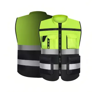 Reflective work clothes multi-pocket reflective clothing construction site vest vest green