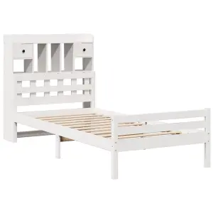 Berkfield Bookcase Bed without Mattress White 90x200cm Solid Wood Pine