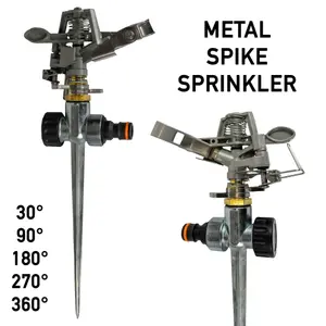 Garden lawn sprinkler,adjustable flick-around all metal head+spike,up to 570m sq coverage(depending on water pressure)