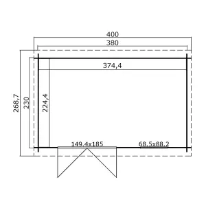 Lasita Osland Amira 230 Pent Log Cabin - 3.8m x 2.3m - 28mm Summer House