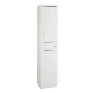 350mm Tall Bathroom Storage Unit - Gloss White - (Impact)