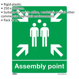 1x Rigid Plastic Assembly Point Health & Safety Sign 250x300mm