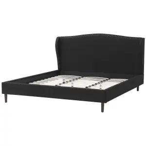 Fabric EU Super King Size Bed Black COLMAR