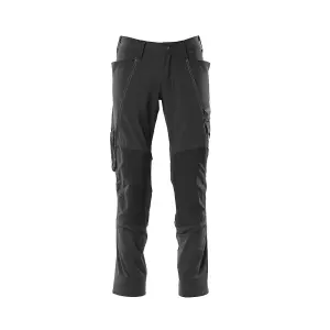 Mascot Accelerate Stretch Trousers with Kneepad Pockets - Black   (29.5) (Leg Length - Regular)