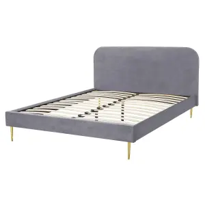 Velvet EU King Size Bed Grey FLAYAT