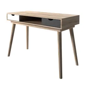 Scandi Desk Oak With Grey And White Drawers