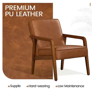 Yaheetech Dark Light Brown Upholstered Faux Leather Armchair