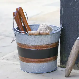 Traditional Style Black Band Indoor Outdoor Tools Storage Bucket