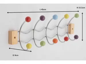 Deluxe Wall-Mounted Hook/Coat Hanger-10 Hooks.Multi-Color Ceramic Balls