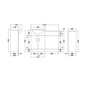 Bubly Bathrooms™ Furniture Set Vanity Unit Basin Sink and 500mm Back to Wall Toilet WC with Cistern Round Chrome Plate Tap & Waste