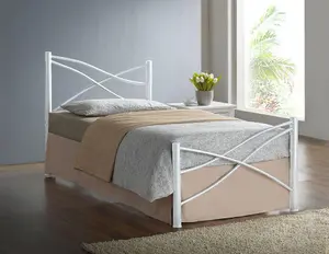 Comfy Living 3ft Amber Metal Bed Frame  in White