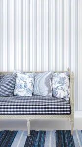 Galerie Smart Stripes 3 Blue Slim Stripe Smooth Wallpaper