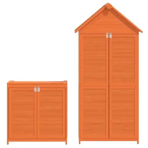 Berkfield 2 Piece Garden Tool Shed Set Brown Solid Wood Pine