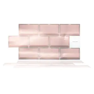 Walplus Blush Pink Subway Brick 2D Tile Stickers 12 Pcs