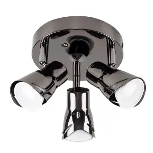 ValueLights Modern Black Chrome 3 Way Sleek Round Adjustable Ceiling Spotlight