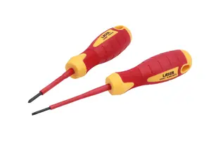 Laser Tools 8387 2pc VDE 1000V Insulated Screwdriver Set PH0 x 60mm / Flat 2.5 x 75mm