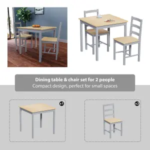 Vida Designs Yorkshire 2 Seater Dining Set, Grey & Pine