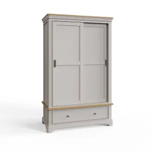 2 Door 1 Drawer Sliding 1.2M Combination Wardrobe Grey Painted Oak