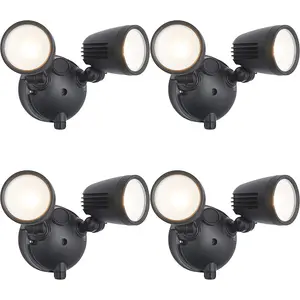 4 PACK Twin Light Outdoor Adjustable Spot Light - 2 x 10W CCT LED Module