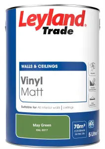 Leyland Trade Vinyl Matt Walls & Ceilings Emulsion Paint May Green (RAL 6017) 5L