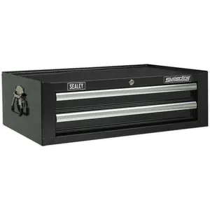 Lockable 2 Drawer Tool Chest - 670mm Heavy-Duty Storage Cabinet in Black