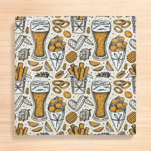 Bar Board Large Square Glass Worktop Protector - Pub Drinks & Snacks Kitchen Gifts For Him - Smooth Chopping Board