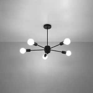 Lango Steel Black 5 Light Classic Chandelier