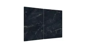 ALLboards Glass Chopping Board Black Marble 2 Set 52x30cm Cutting Board Splashback Worktop Saver for Kitchen Hob Protection