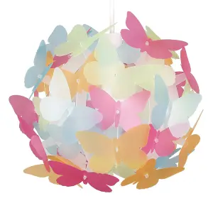 ValueLights Modern Multi-Coloured Butterfly Girl's Ceiling Pendant Bedroom Lamp Shade