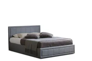 Double Grey Ottoman Storage Bed Frame Gas Lifting