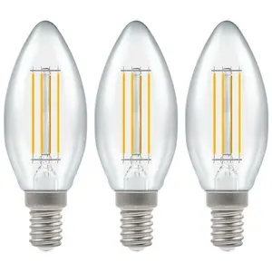 Crompton Lamps LED Candle 5W E14 Dimmable Filament Warm White Clear (40W Eqv) (3 Pack)