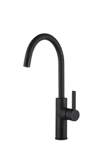 Francis Jeroni Swan Spout One Handle Black Cold Open Mono Kitchen Mixer Tap