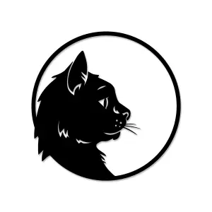 Decortie Modern Metal Wall Art Home Ornament Cat Decorative Minimalist Design Hanging Wall Sculpture, Black