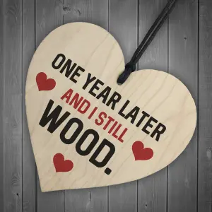 Funny 1st Anniversary Gift For Wife Husband Wood Heart Gift For Him Her Keepsake