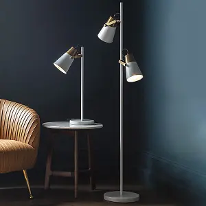 Luminosa Gerik Task Floor Lamp White, Aged Brass Paint