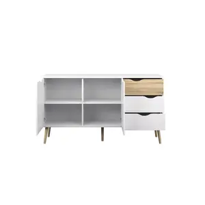 Brooke-Love Sideboard With Two Doors And Three Drawers, Measurements 147 X 81 X 39 Cm White/Oak