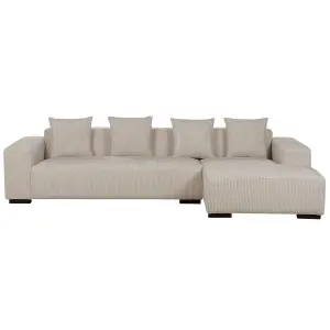 Corner Sofa LUNGO Beige Corduroy Left Hand