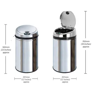 Ladson Steel Motion Sensor Rubbish Bin Chrome / 30L