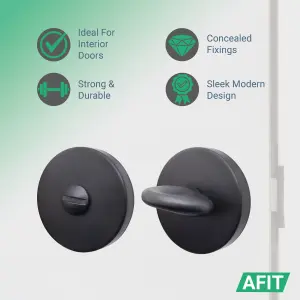 AFIT Round Bathroom Thumbturn & Release Set - Matt Black Universal Black Door Turn and Release Lock for Bathroom/Toilet