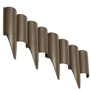 Brown Lawn Edging Border Palisade - 2.5 metres / 8.2 ft Long - Garden Fencing with Wood Log Texture and Ground Stakes