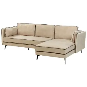 Corner Sofa ALTAN Beige Velvet Left Hand