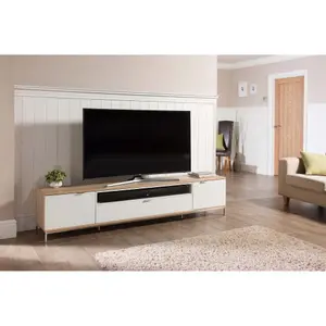 Alphason Chaplin 2000 TV Stand for TVs up to 90" - Oak & White