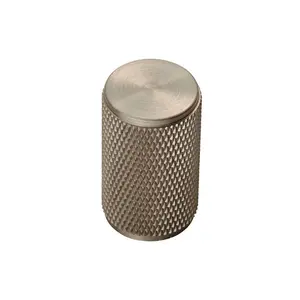 2x Knurled Cylindrical Cupboard Door Knob 18mm Dia Satin Nickel Cabinet Handle