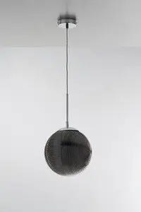 Luminosa Greenwich Round Glass Ceiling Pendant, Grey, E27