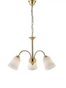 Luminosa 3 Light Multi Arm Pendant Ceiling Light Gold Glass Shades 60x37.9cm